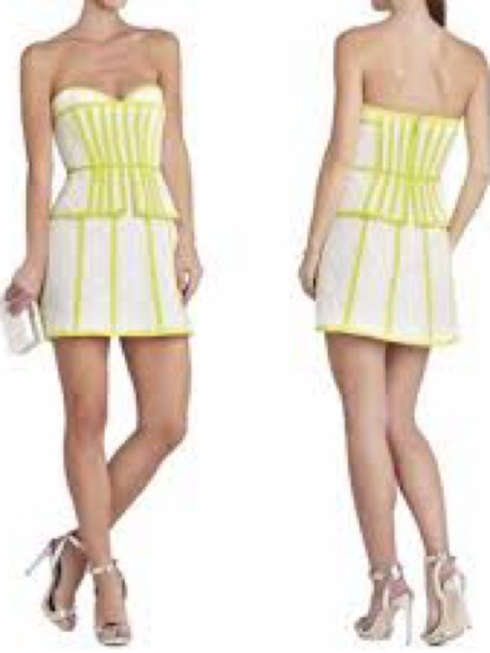 BCBGMAXAZRIA KELLYN STRAPPING DETAILED STRAPLESS DRESS SIZE 4